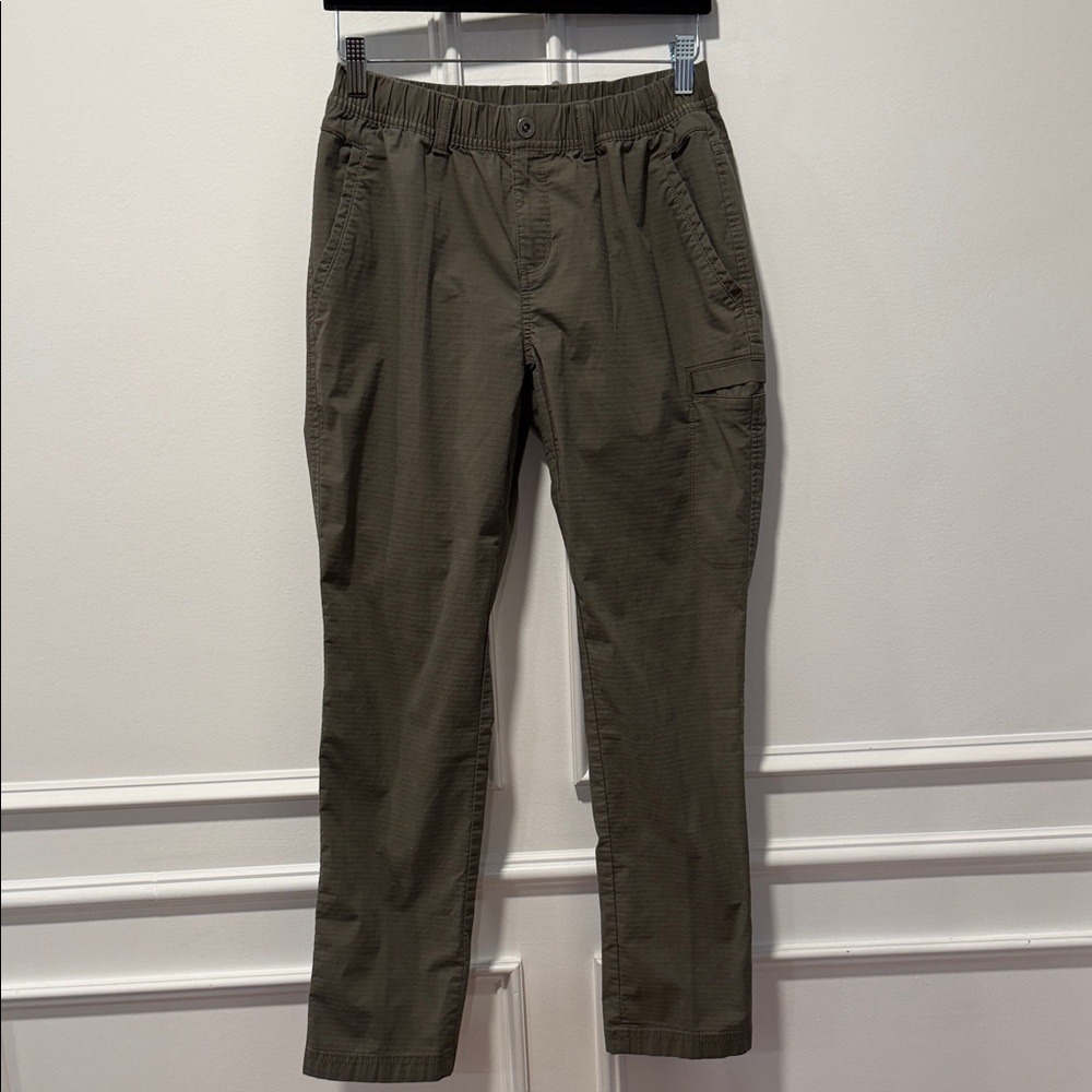 prAna Women's Pants 6 Olive Green Cargo Pocket Elastic Waist Button Fly Outdoor